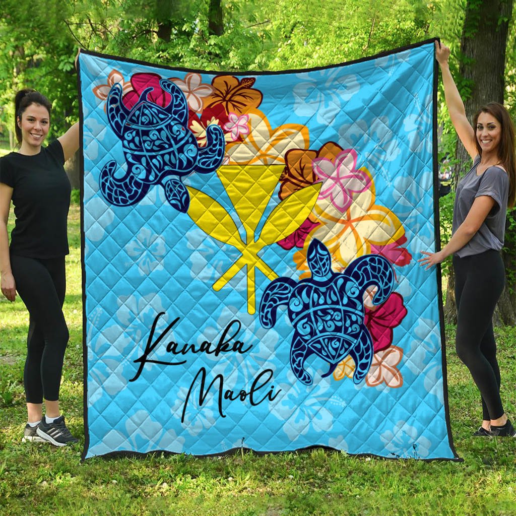 Hawaii Kanaka Maoli Premium Quilt - Tropical Style Blue - Polynesian Pride