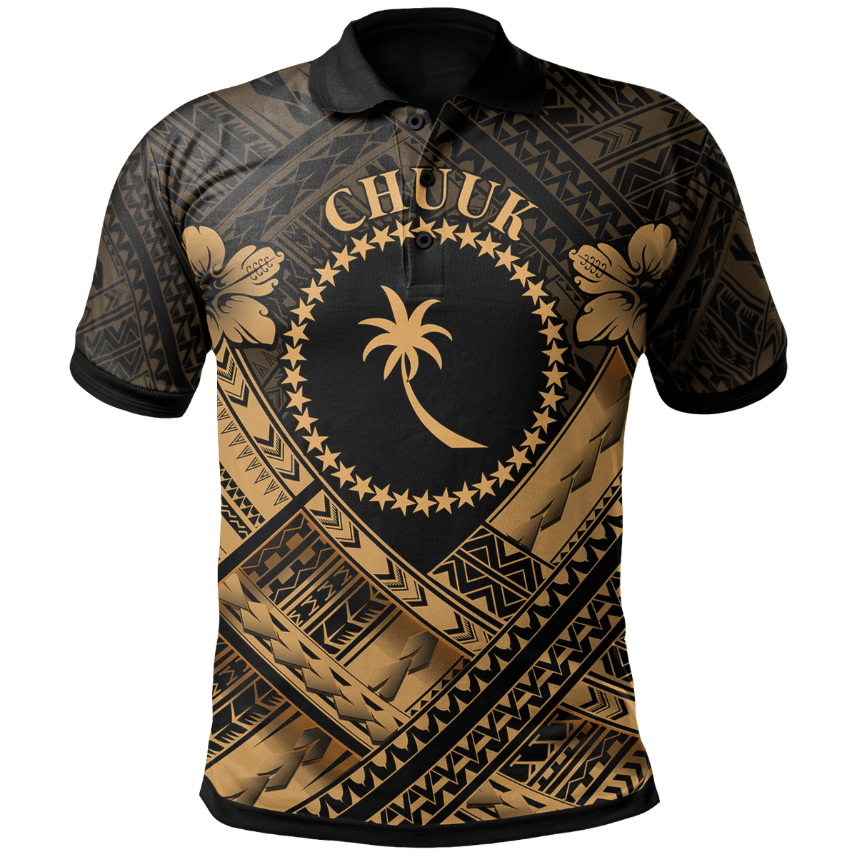 Chuuk Polynesian Polo Shirt Truk Gold Seal Camisole Hibiscus Style Unisex Gold - Polynesian Pride