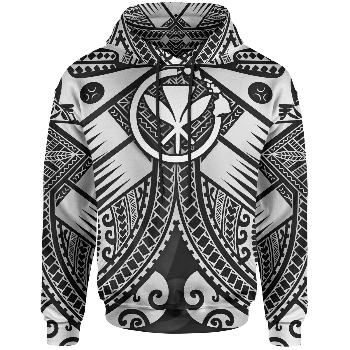 Hawaii Polynesian Hoodie White Kanaka Maoli Map Unisex White - Polynesian Pride