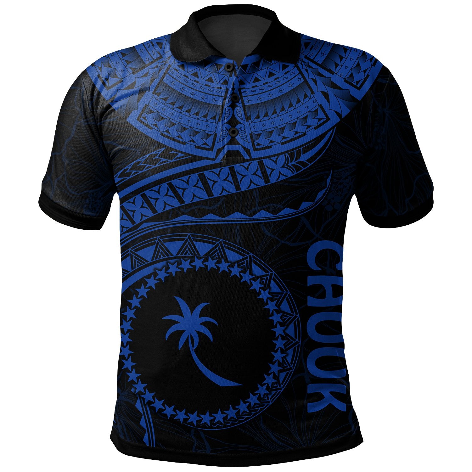 Chuuk Polynesian Polo Shirt Truk Waves (Blue) Unisex Blue - Polynesian Pride