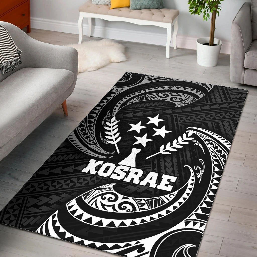 Kosrae Micronesia Area Rug - White Tribal Wave White - Polynesian Pride