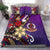 Vanuatu Bedding Set - Tribal Flower With Special Turtles Purple Color Purple - Polynesian Pride