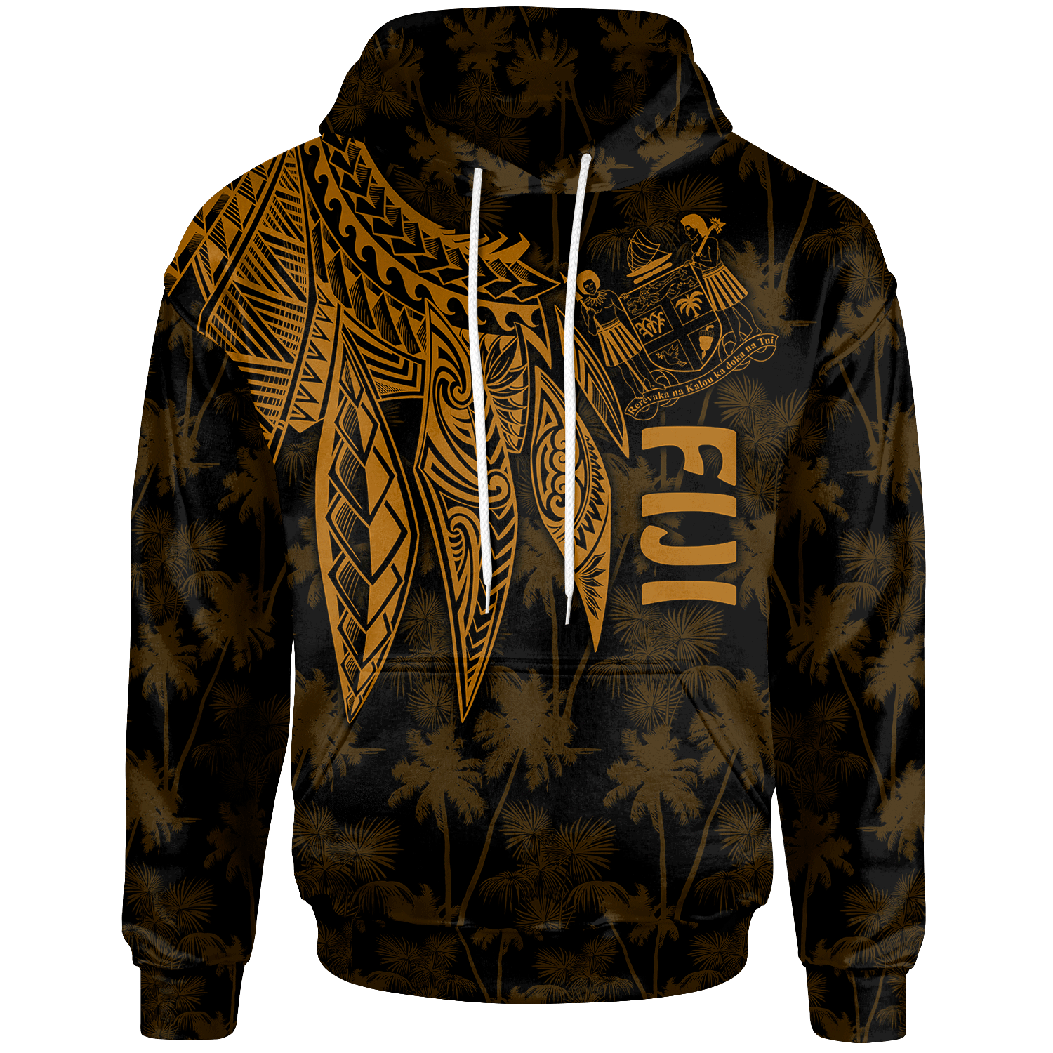 Fiji Hoodie Polynesian Wings (Golden) Golden - Polynesian Pride