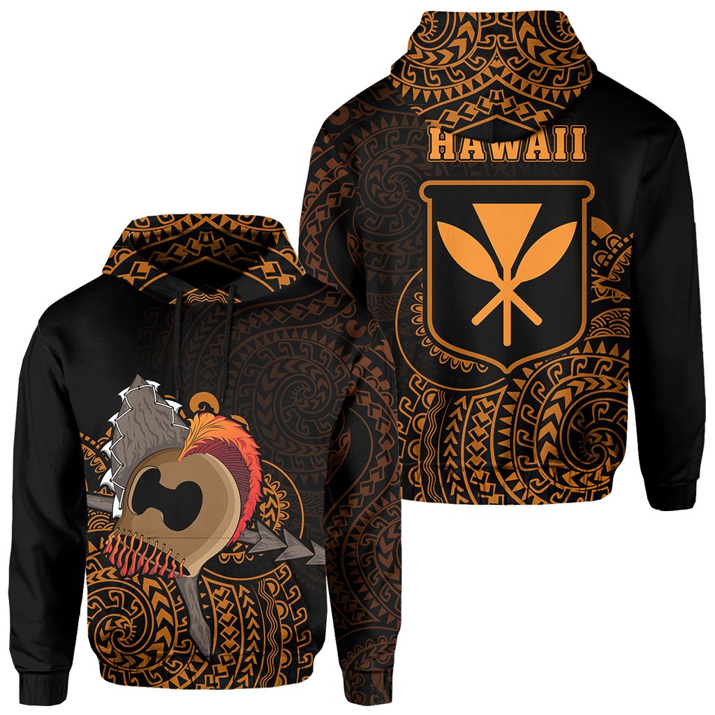 Polynesian Warrior Helmet Kanaka Maoli Hawaii Hoodie Unisex Black - Polynesian Pride
