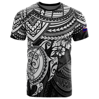 American Samoa T Shirt American Samoan Seal Polynesian Tribal White Black Turtle Unisex BLACK - Polynesian Pride