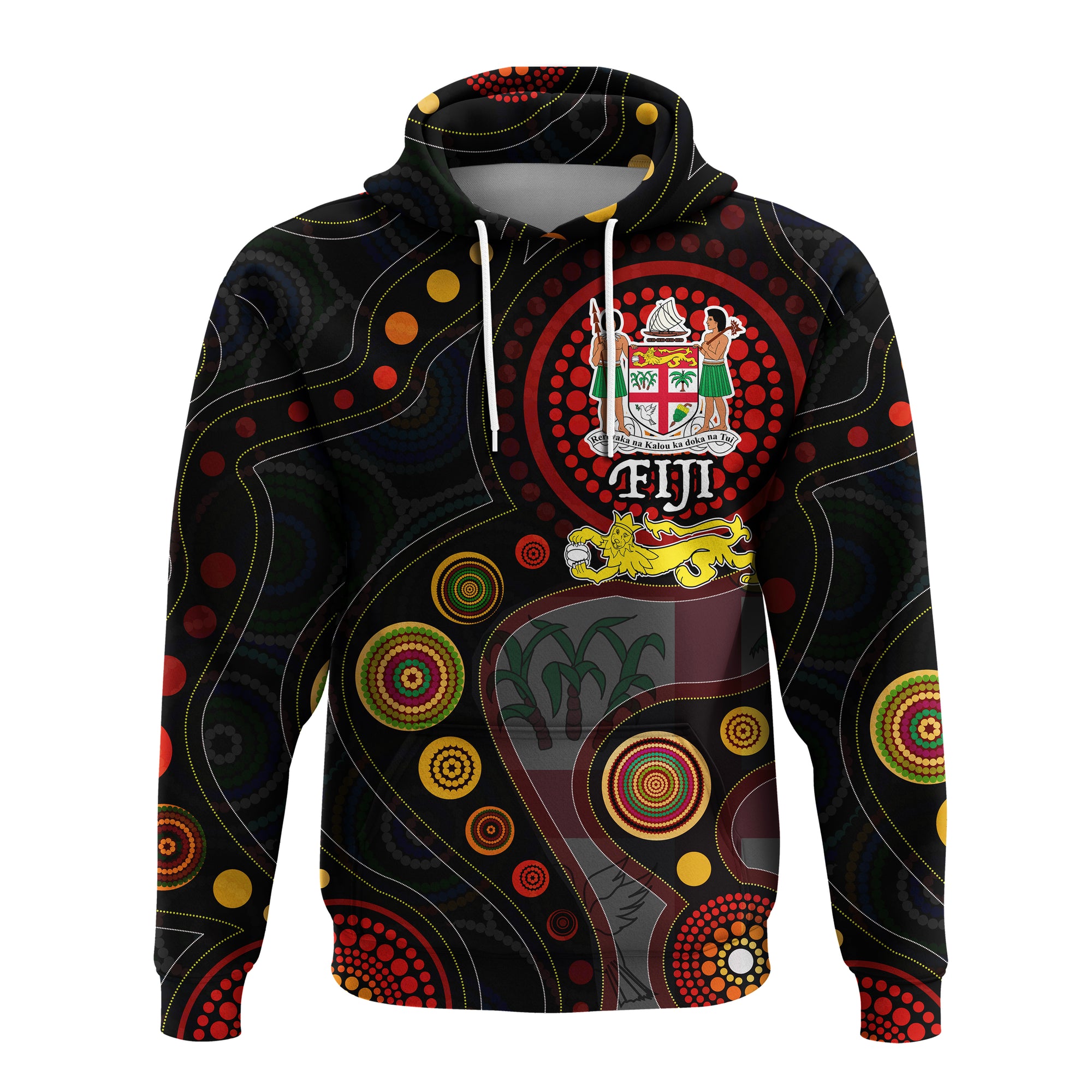 Fiji With Aboriginal Hoodie LT20 Unisex Green - Polynesian Pride