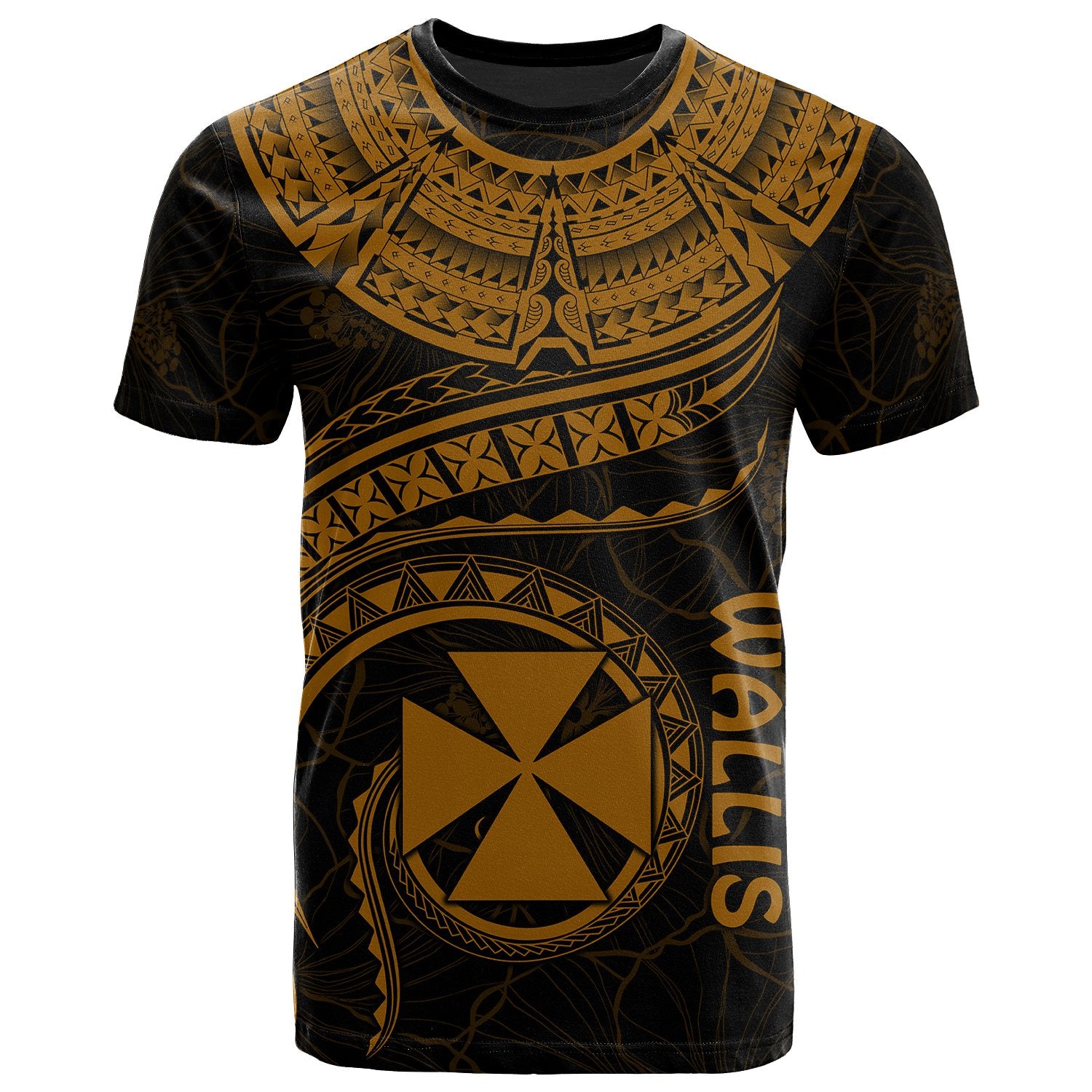 Wallis and Futuna Polynesian T Shirt Wallis and Futuna Waves (Golden) Unisex Golden - Polynesian Pride