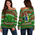 Cook Islands Christmas Women Off Shoulder Sweater - Ugly Christmas - LT12 Green - Polynesian Pride