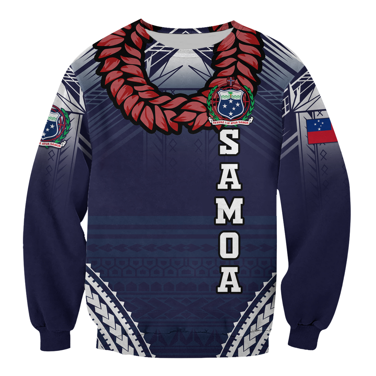 Samoan Ula Fala Art Sweatshirt - LT12 Unisex Blue - Polynesian Pride