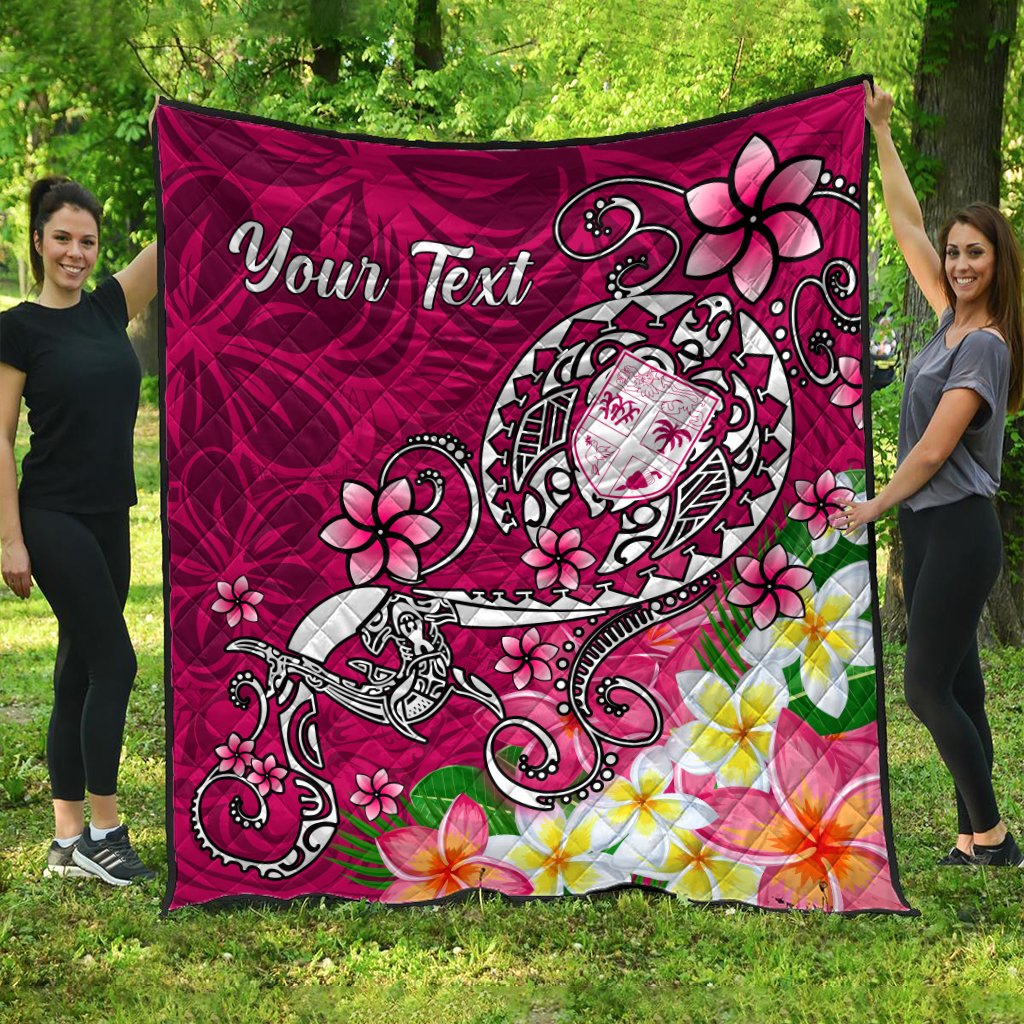 Fiji Custom Personalised Premium Quilt - Turtle Plumeria (Pink) Pink - Polynesian Pride