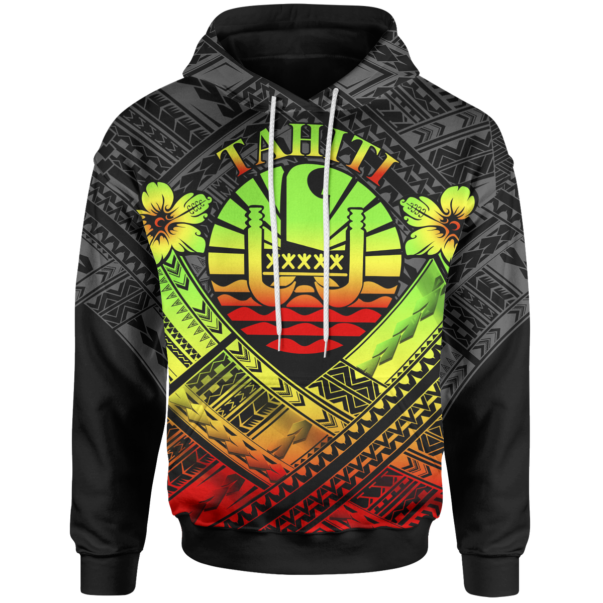 Tahiti Polynesian Hoodie Tahiti Reggae Seal Camisole Hibiscus Style Unisex Reggae - Polynesian Pride