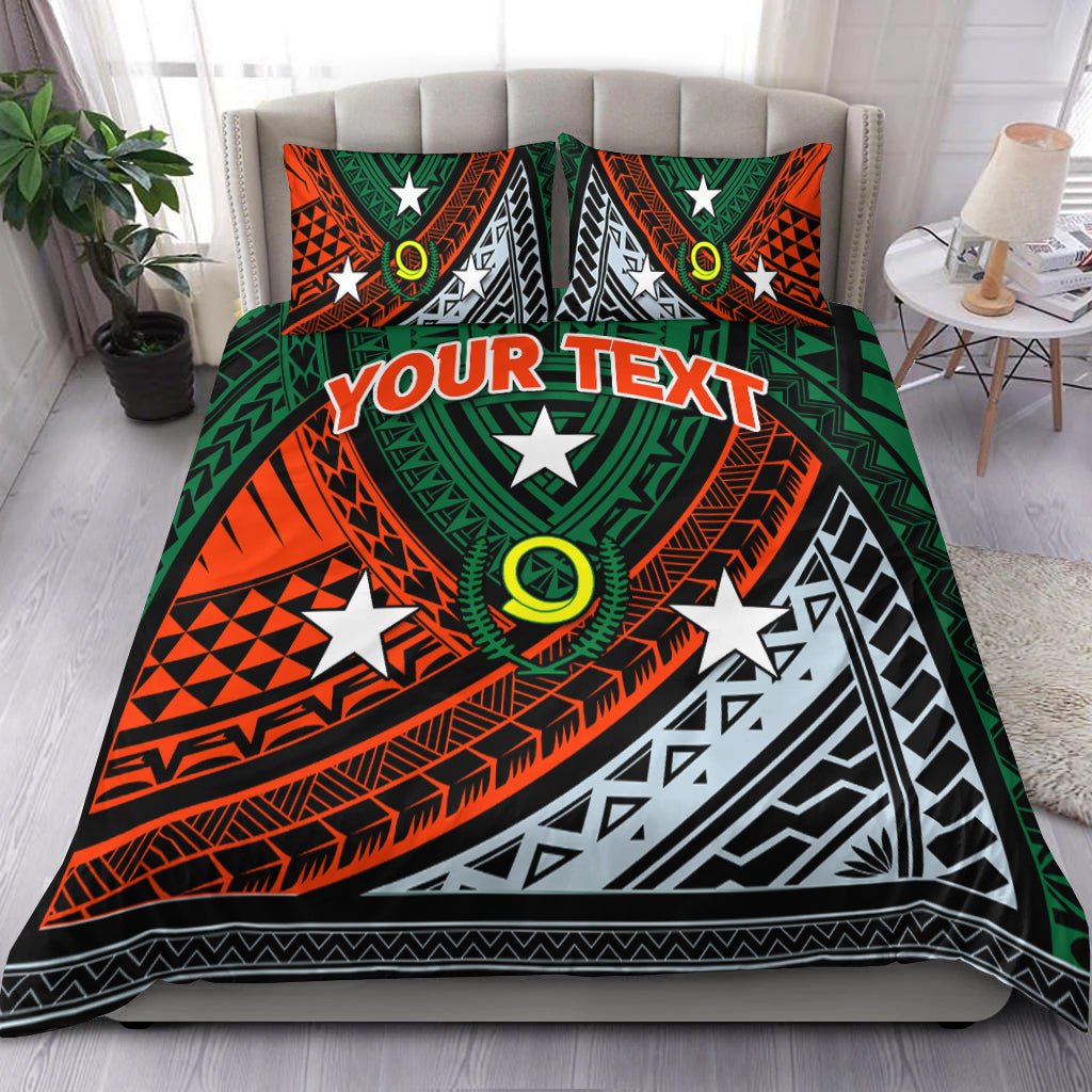 (Custom Personalised) Vanuatu Penama Province Tribal Pattern Bedding Set - LT12 Bedding Set Green - Polynesian Pride