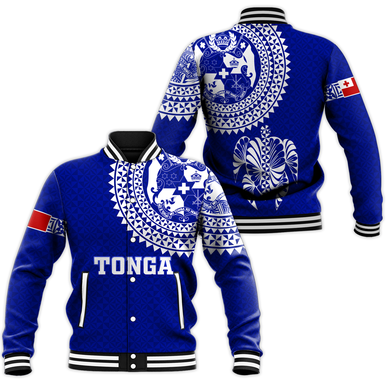 Tonga Baseball Jacket Tongan Blue Turtle - LT12 Unisex Blue - Polynesian Pride