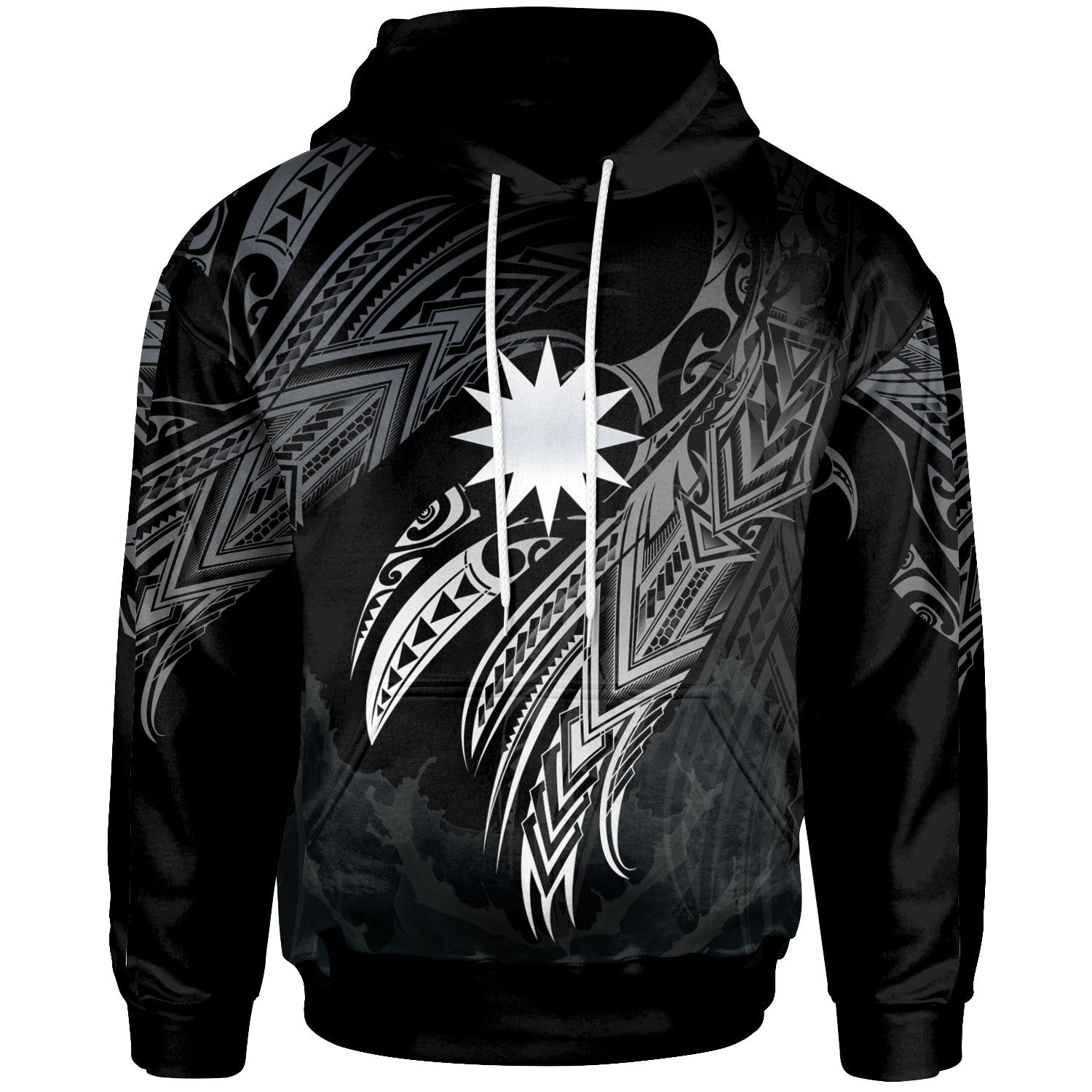 Nauru Polynesian Hoodie Legend White Version Unisex Black - Polynesian Pride