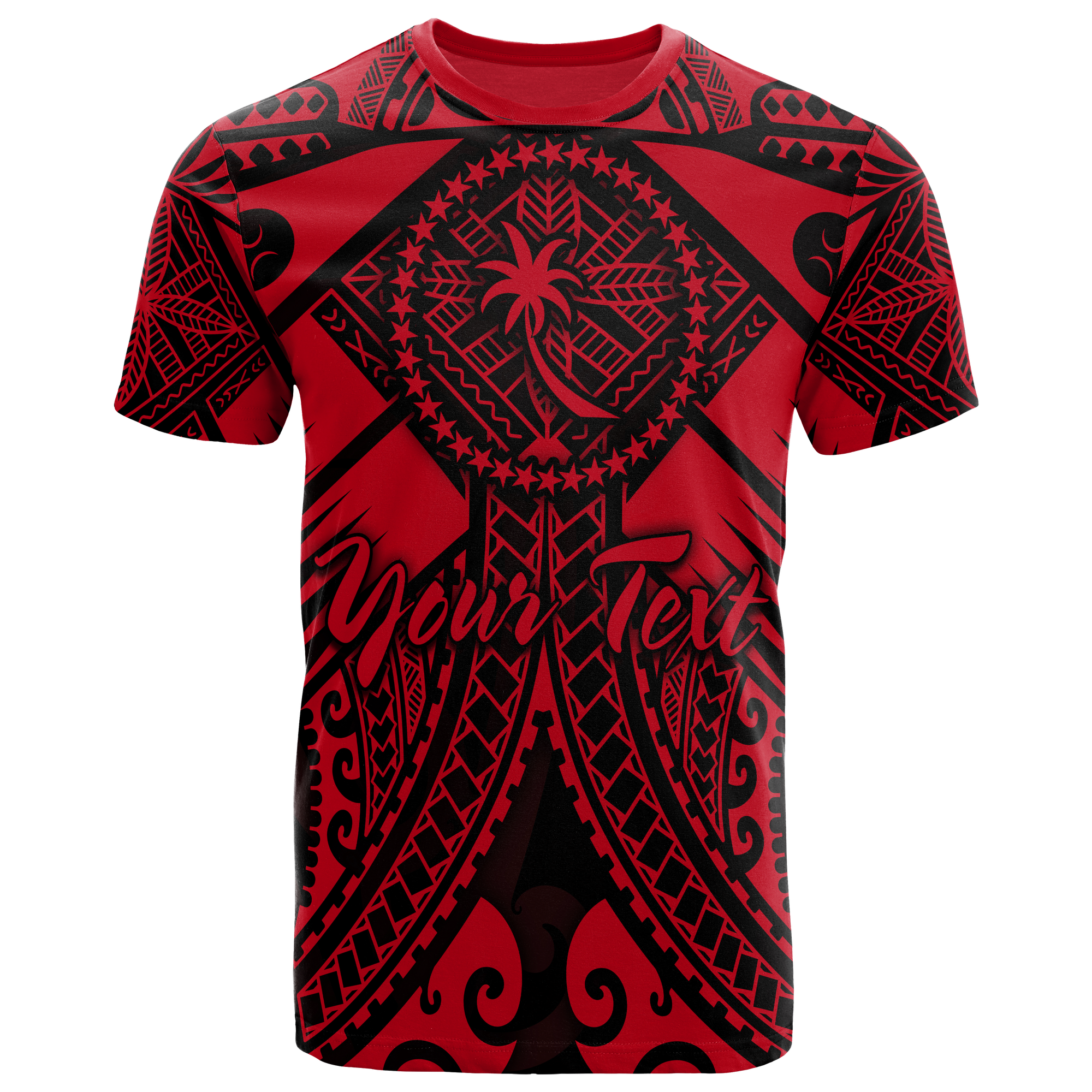 Chuuk Custom T Shirt Red Seal with Polynesian Tattoo Unisex Red - Polynesian Pride