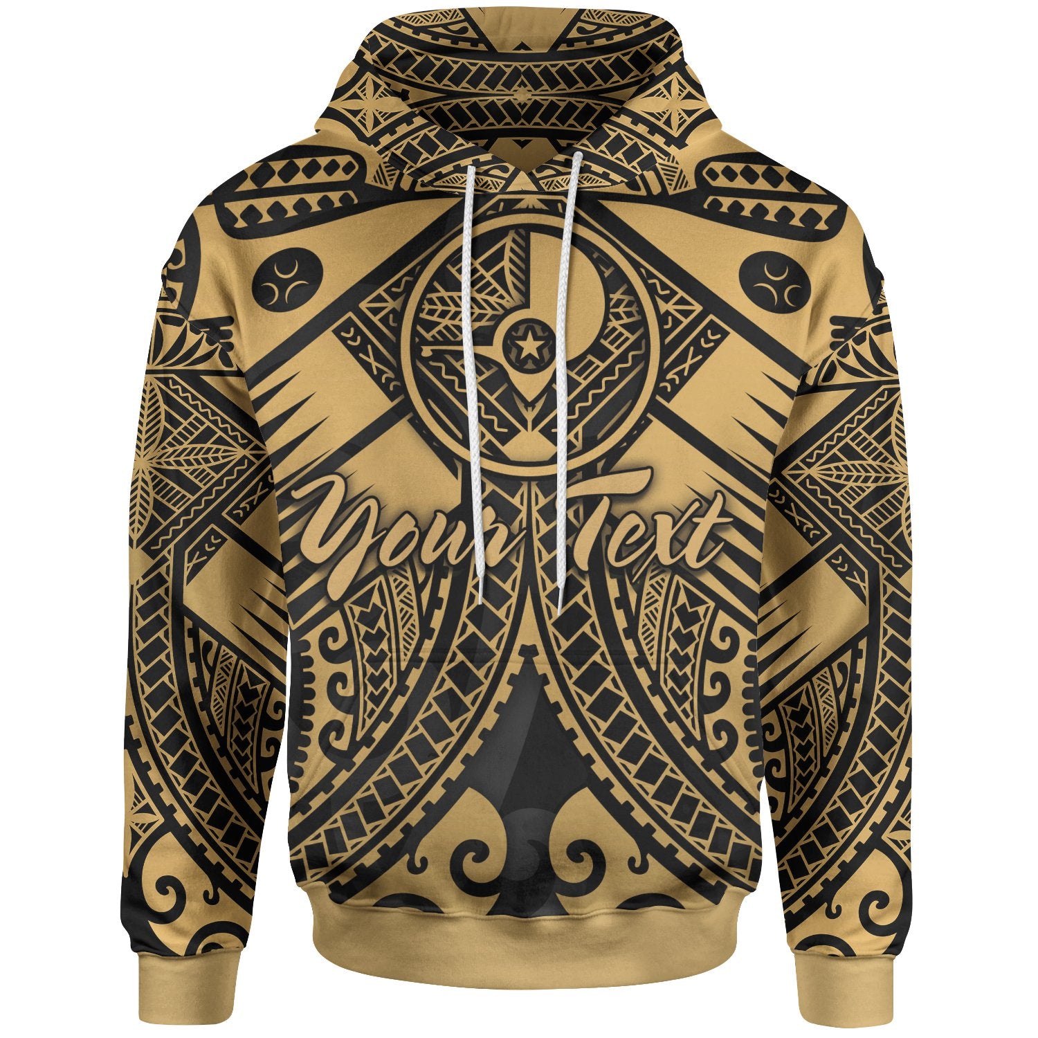 Yap Custom Hoodie Gold Seal with Polynesian Tattoo Unisex Gold - Polynesian Pride