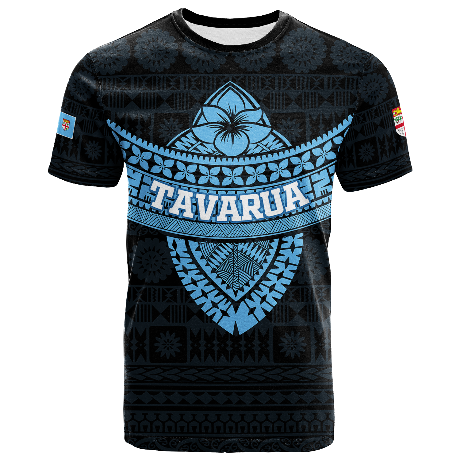 Tavarua Fiji Tapa Tribal T Shirt LT12 Unisex Blue - Polynesian Pride