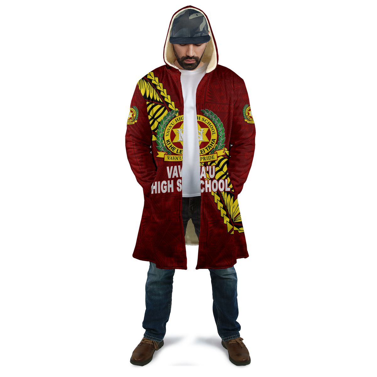 Tonga Vava'u High School Tongan Patterns Cloaks - LT12 Unisex Red - Polynesian Pride