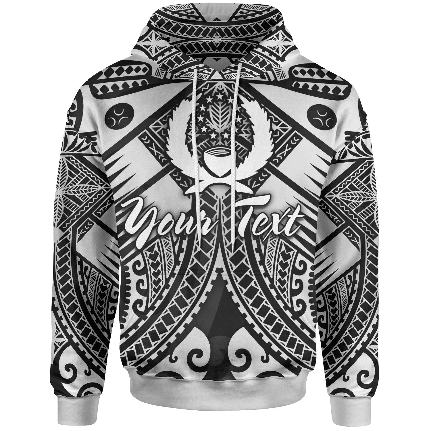 Pohnpei Custom Hoodie White Seal with Polynesian Tattoo Unisex White - Polynesian Pride