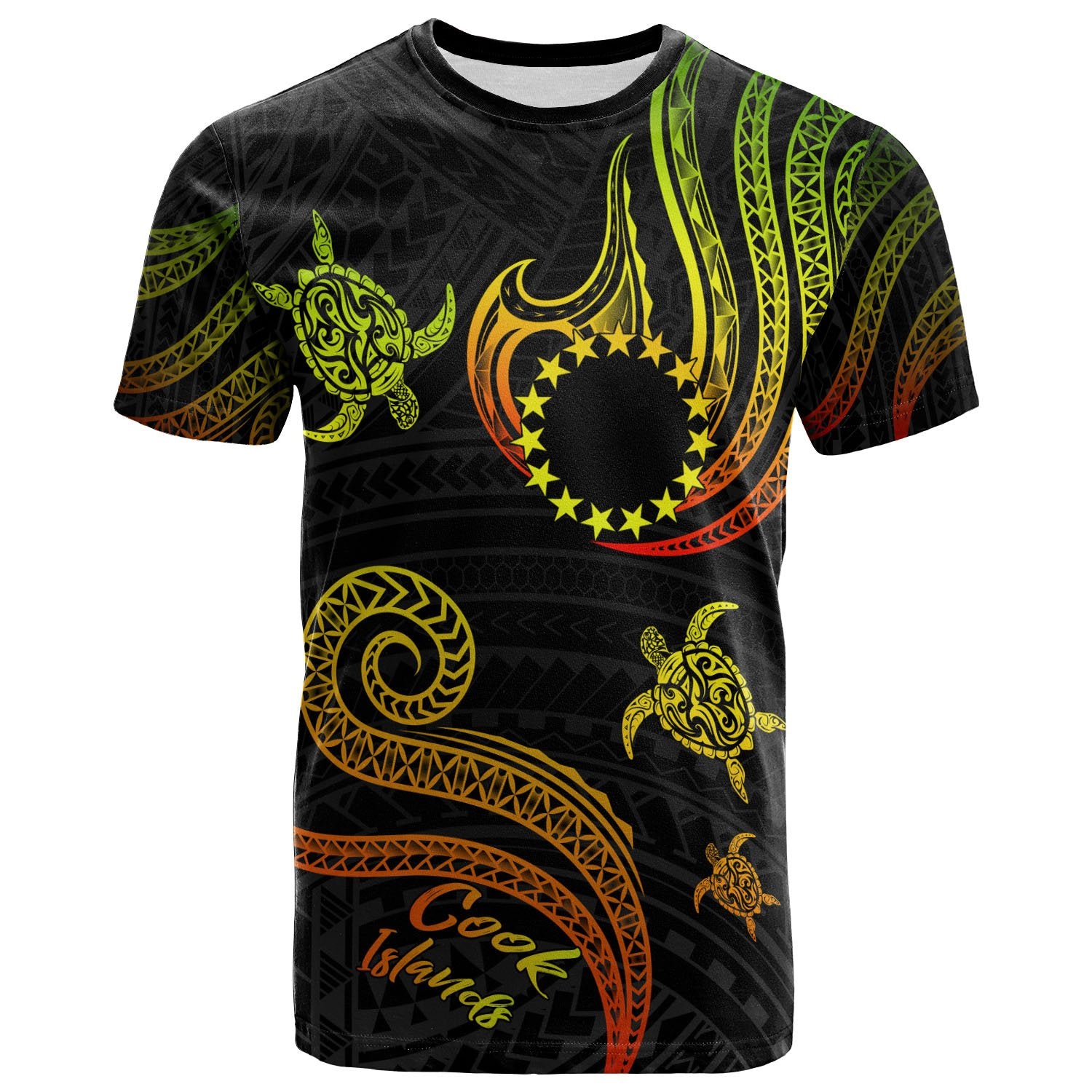 Cook Islands T Shirt Polynesian Turtle With Pattern Reggae Unisex Art - Polynesian Pride