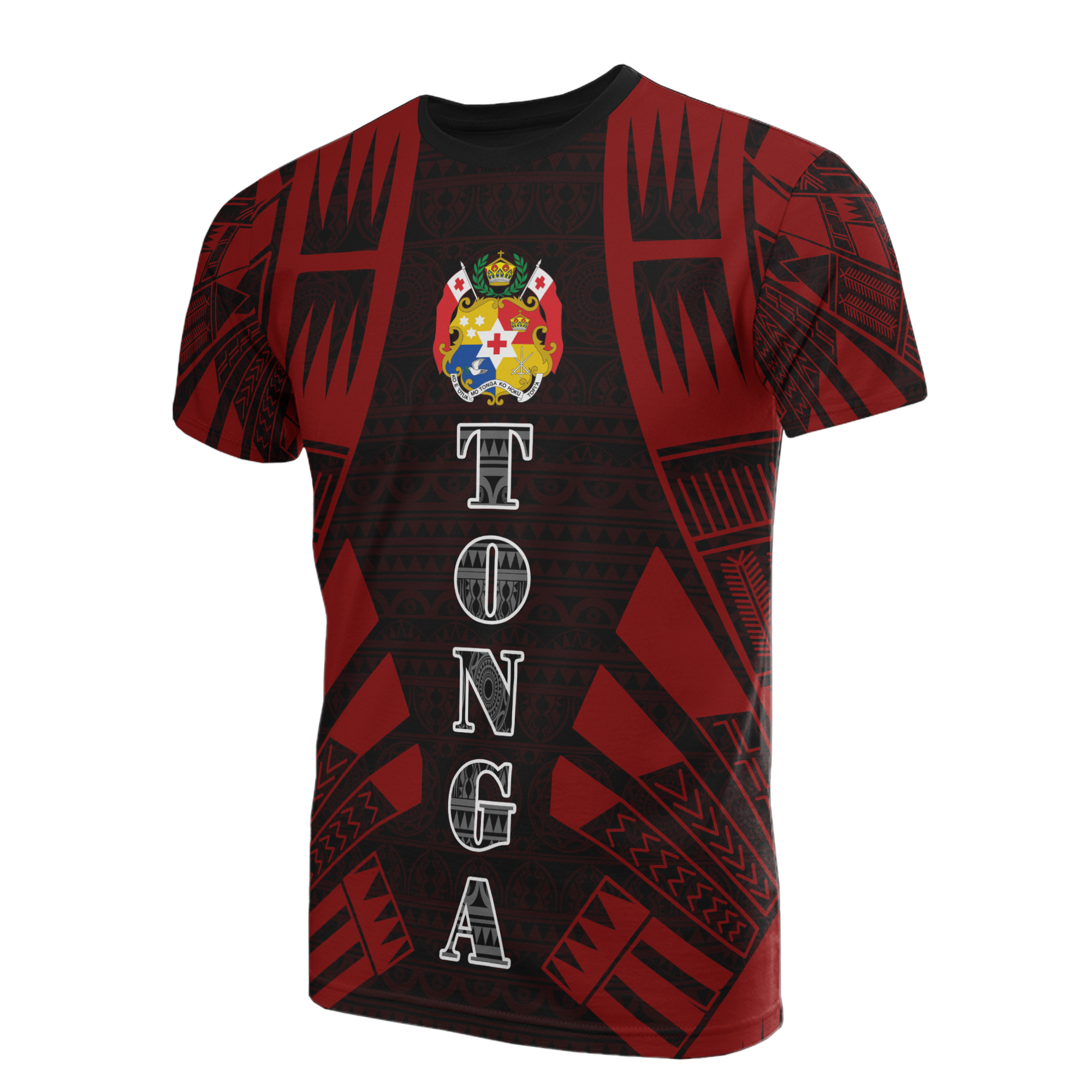 Tonga T Shirt Tonga Coat of Arms Polynesian Tattoo Red Style Unisex Red - Polynesian Pride