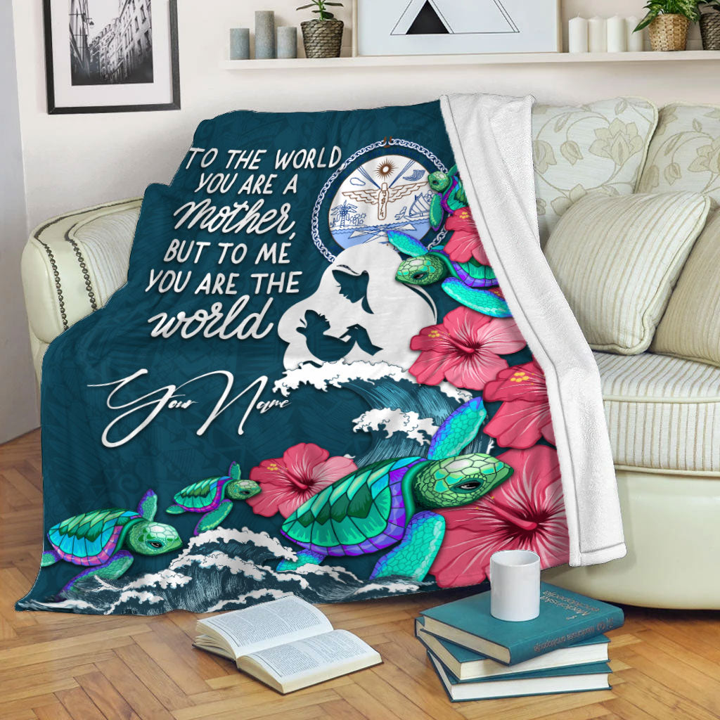 (Custom Personalised) Marshall Islands Mothers Day With Green Turtle Blanket - LT12 White - Polynesian Pride