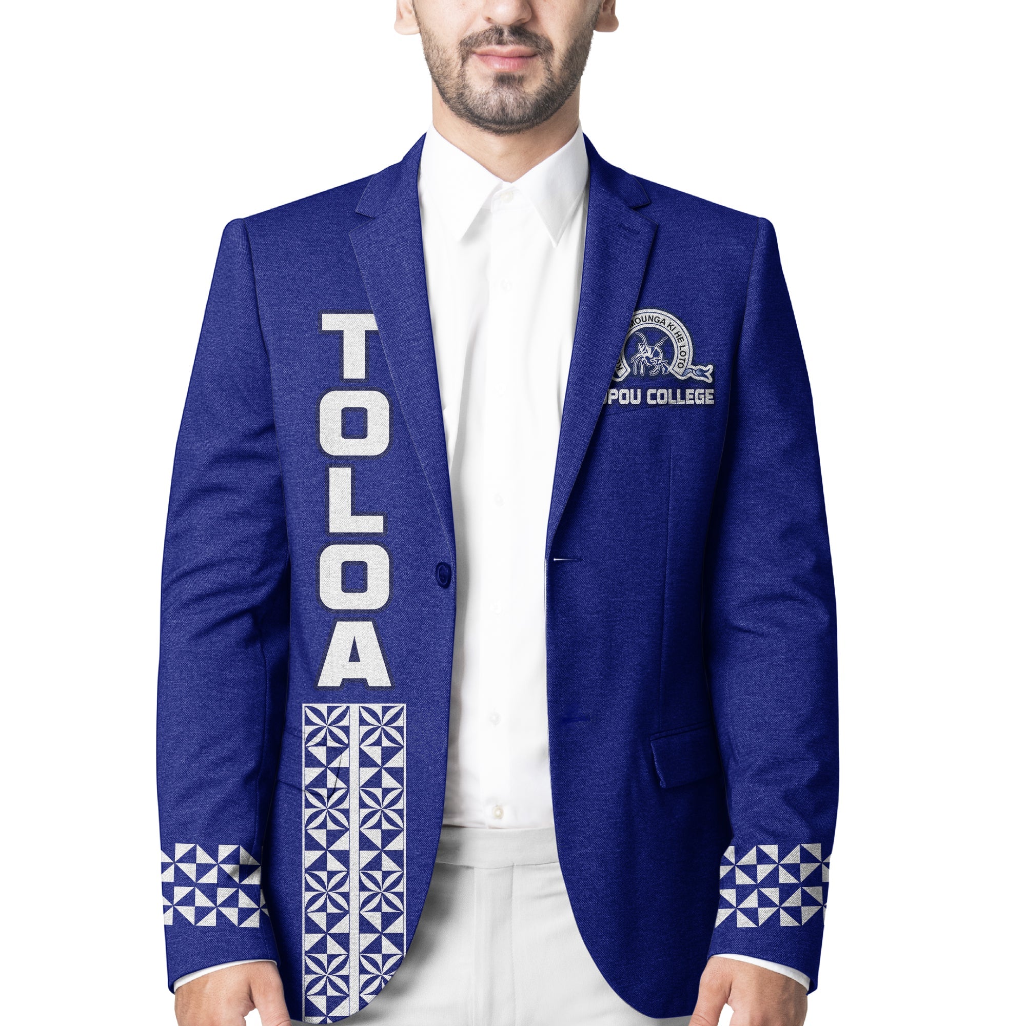 (Custom Personalised) Tupou College Tonga Toloa Blazer Ngatu LT13 Unisex Blue - Polynesian Pride