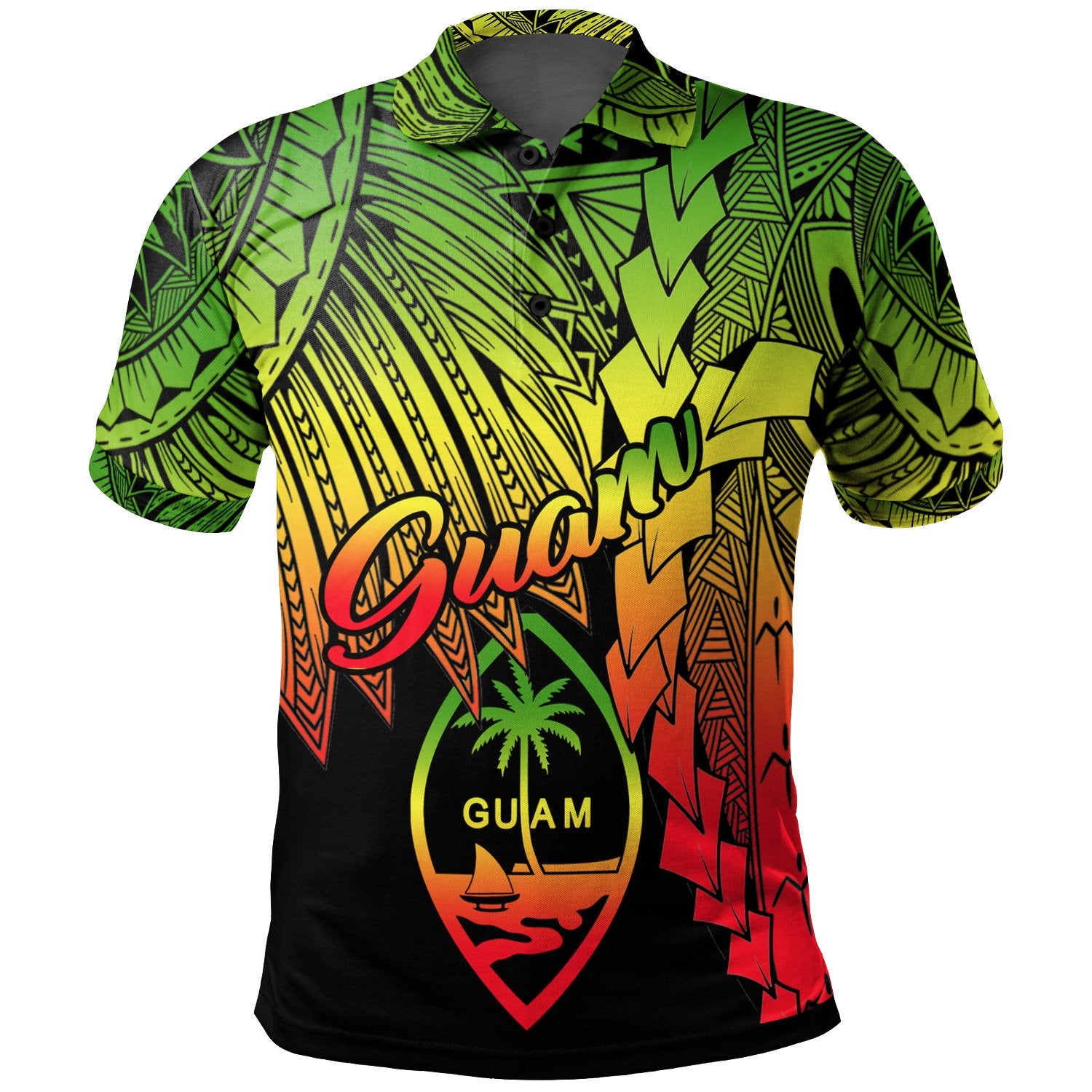 Guam Polynesian Polo Tribal Wave Tattoo Reggae Unisex Reggae - Polynesian Pride