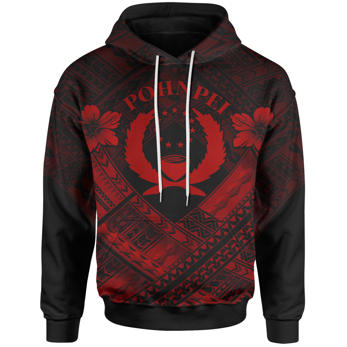Pohnpei Polynesian Hoodie Pohnpei Red Seal Camisole Hibiscus Style Unisex Red - Polynesian Pride
