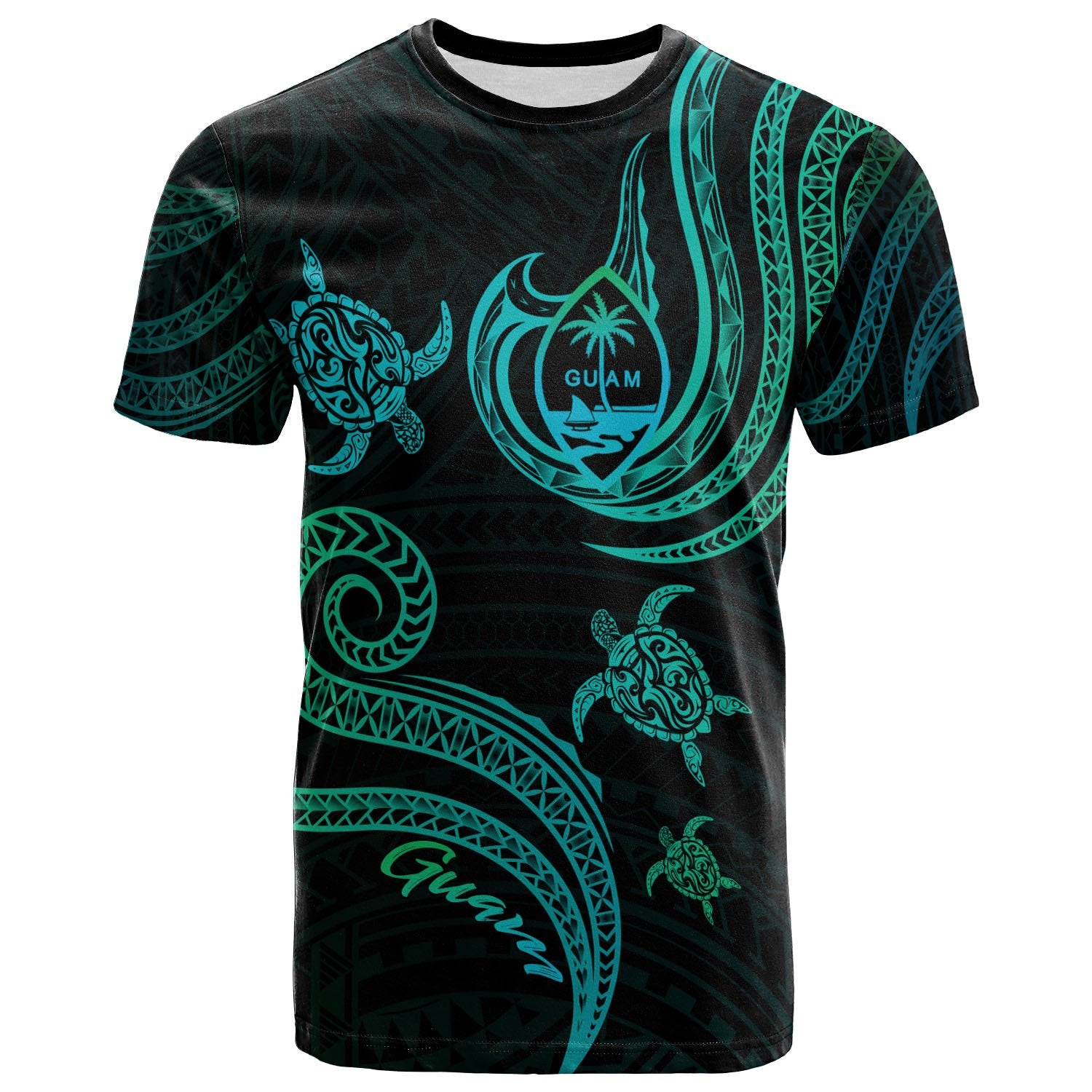 Guam T Shirt Polynesian Turtle With Pattern Unisex Art - Polynesian Pride