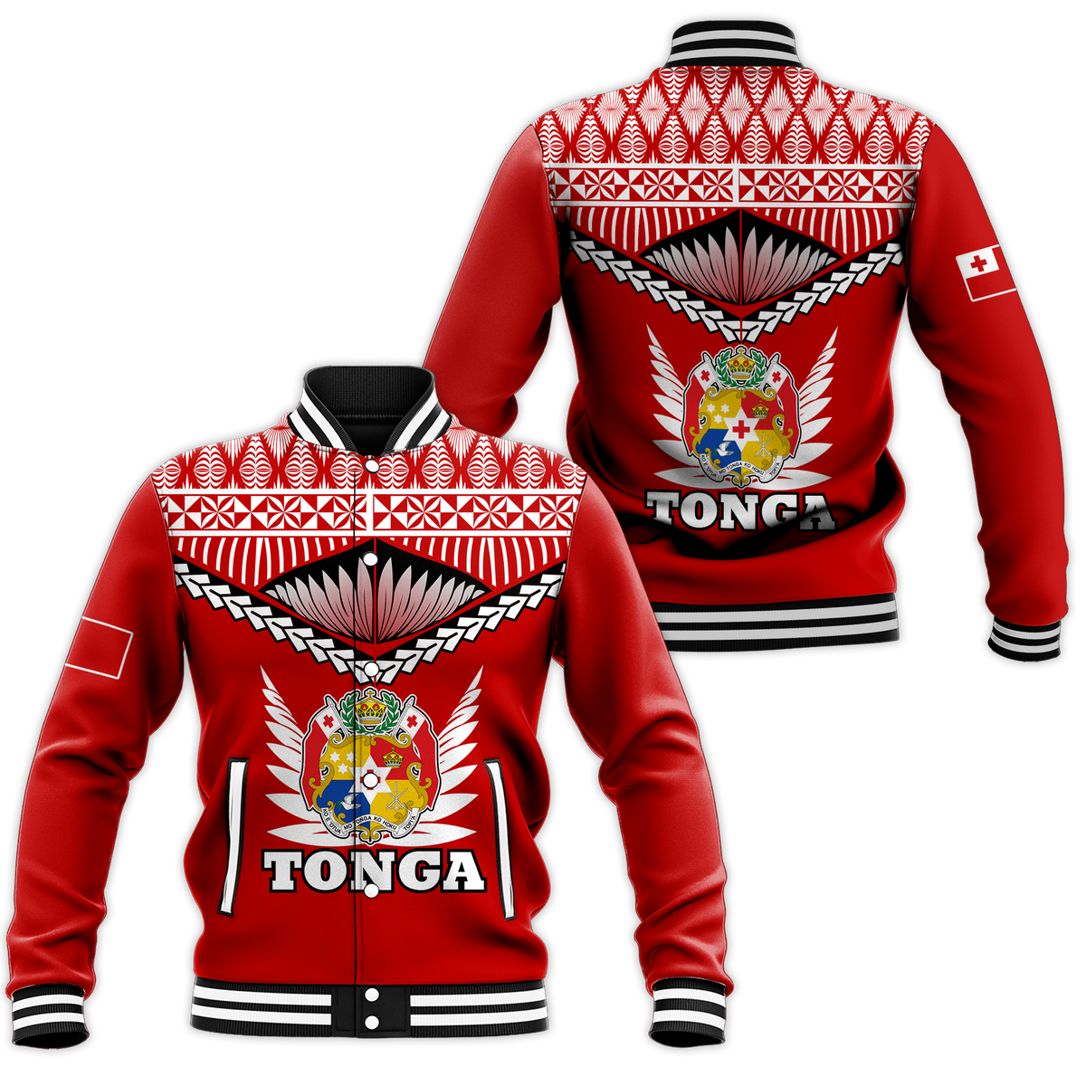 Tonga Baseball Jacket - Tongan Pride - LT12 Unisex Red - Polynesian Pride