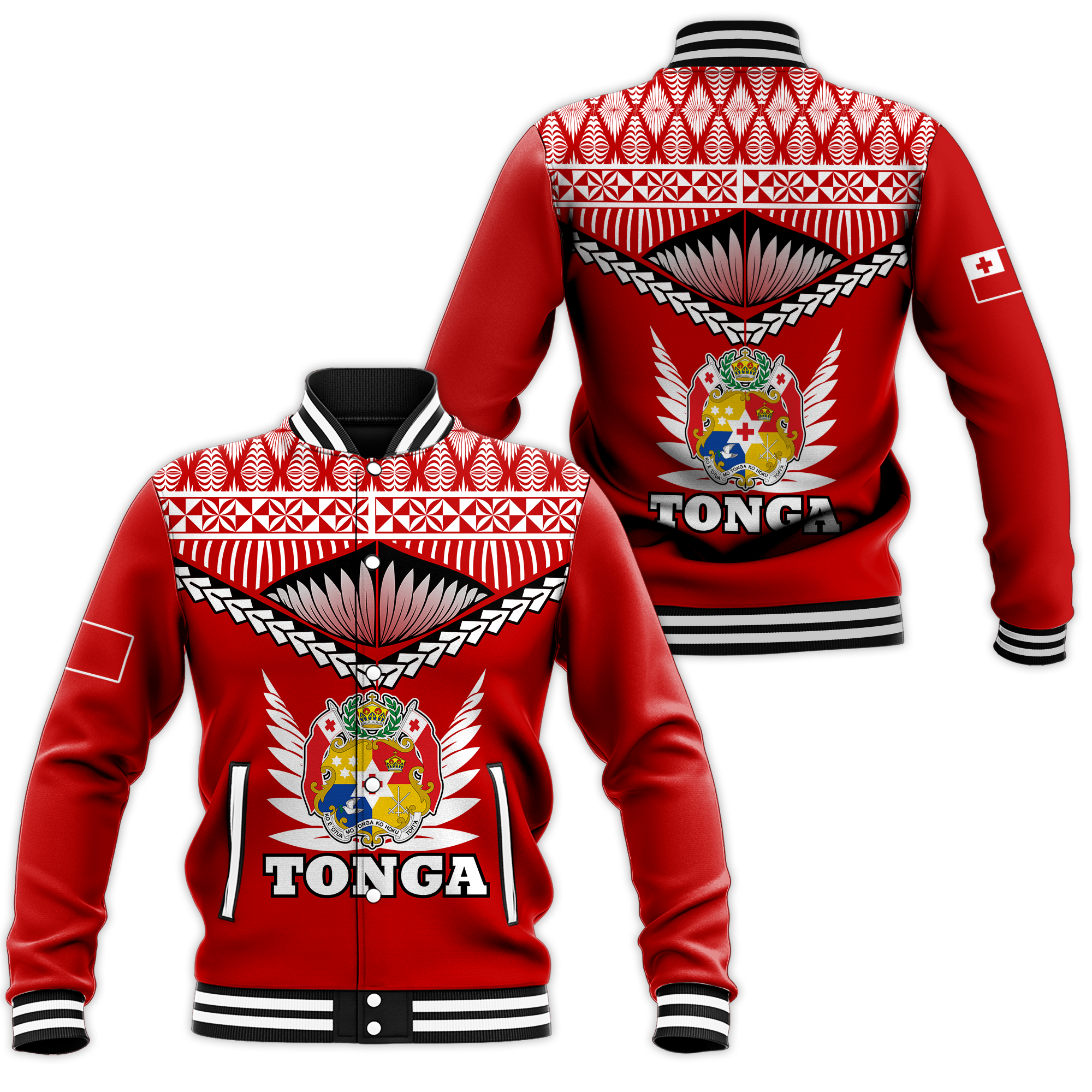 Tonga Baseball Jacket - Tongan Pride - LT12 Unisex Red - Polynesian Pride