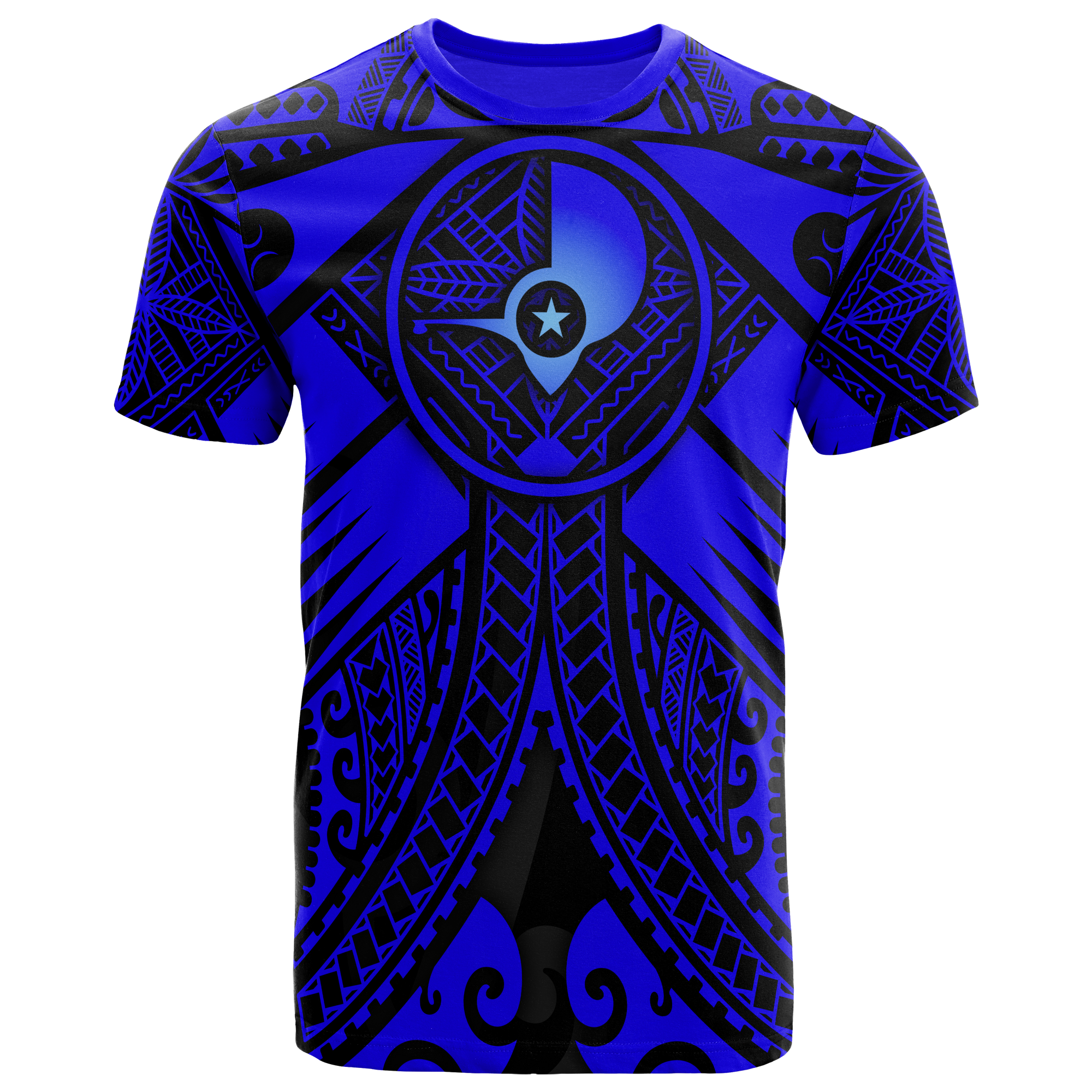 YAP T Shirt Blue Seal with Polynesian Tattoo Unisex Blue - Polynesian Pride