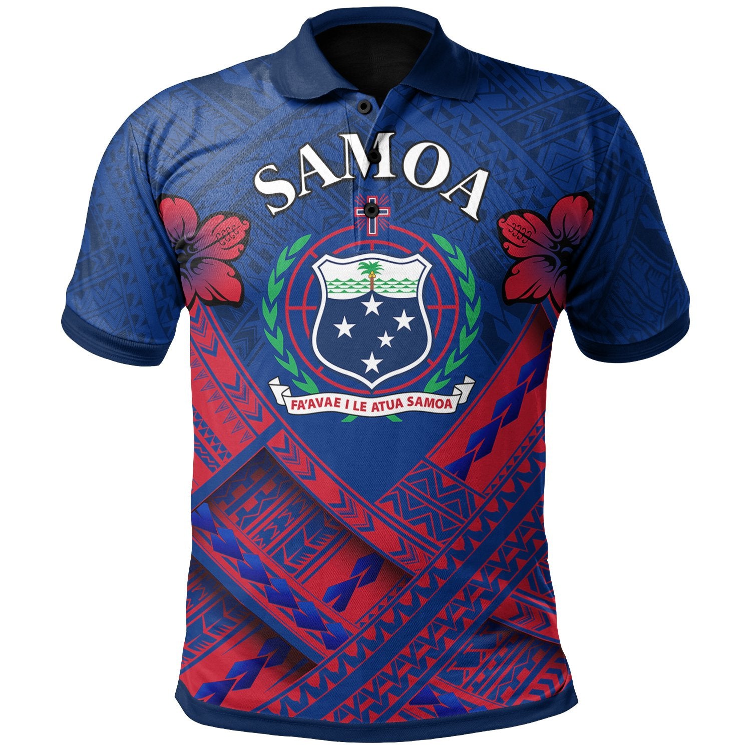 Samoa Polynesian Polo Shirt Samoa Seal Camisole Hibiscus Style Unisex Blue - Polynesian Pride