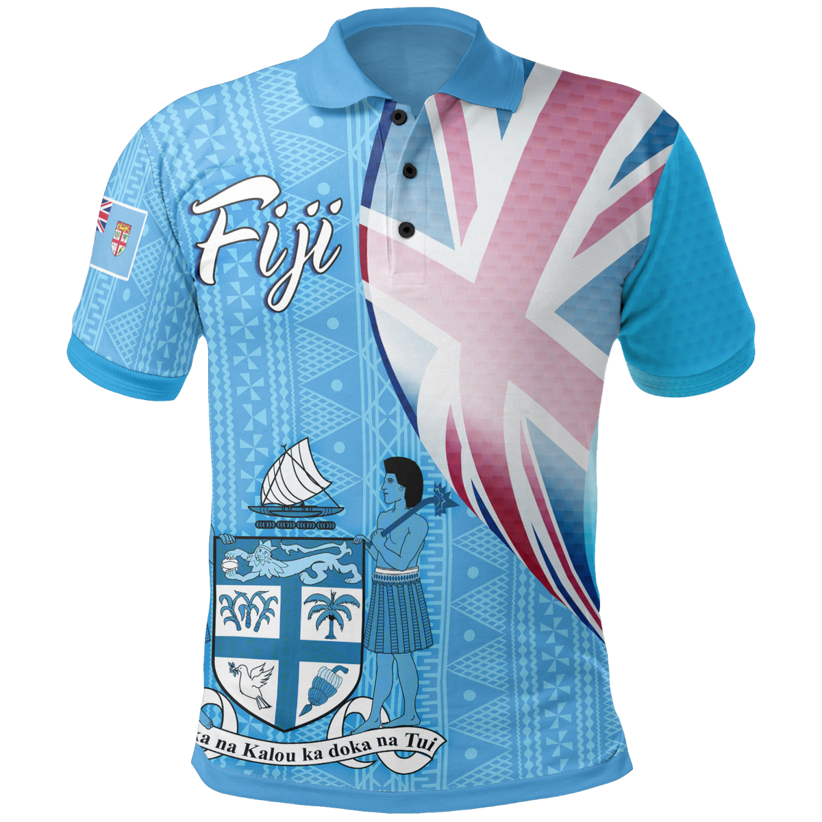 Fiji Polynesian Polo Shirt Fiji Flag Unisex Blue - Polynesian Pride