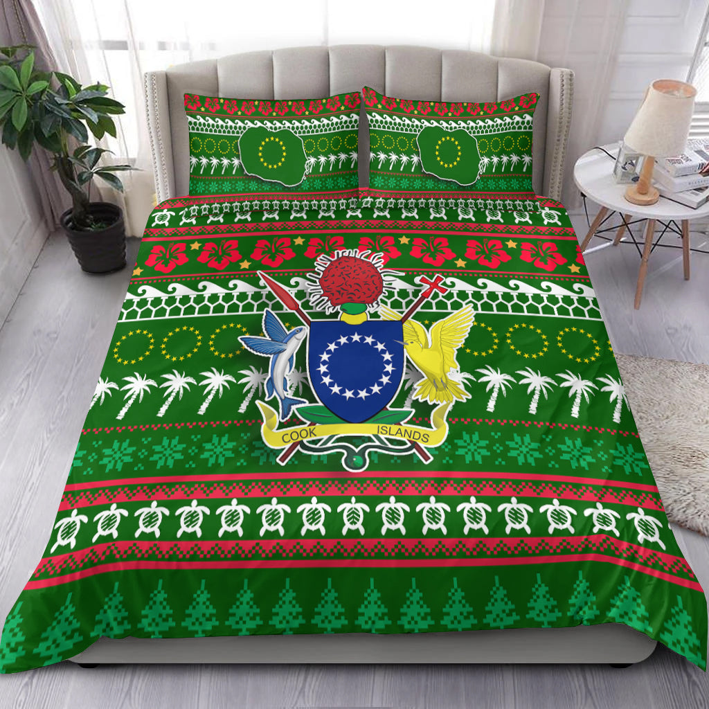 Cook Islands Christmas Bedding Set - Ugly Christmas - LT12 Green - Polynesian Pride