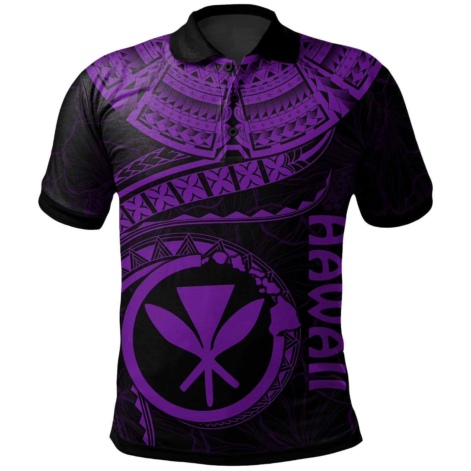 Polynesian Hawaii Kanaka Maoli Polo Shirt Hawaiian Waves (Purple) Unisex Purple - Polynesian Pride