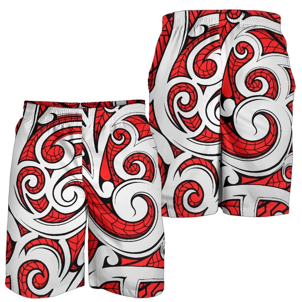 Polynesian Maori Ethnic Ornament Red Men's Short Red - Polynesian Pride