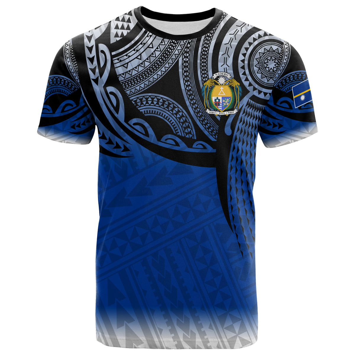 Nauru Polynesian T Shirt Tattoo Pattern Unisex Blue - Polynesian Pride