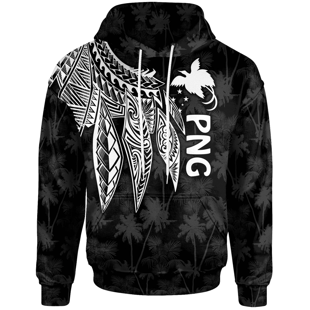 Papua New Guinea Hoodie Polynesian Wings (White) Unisex White - Polynesian Pride