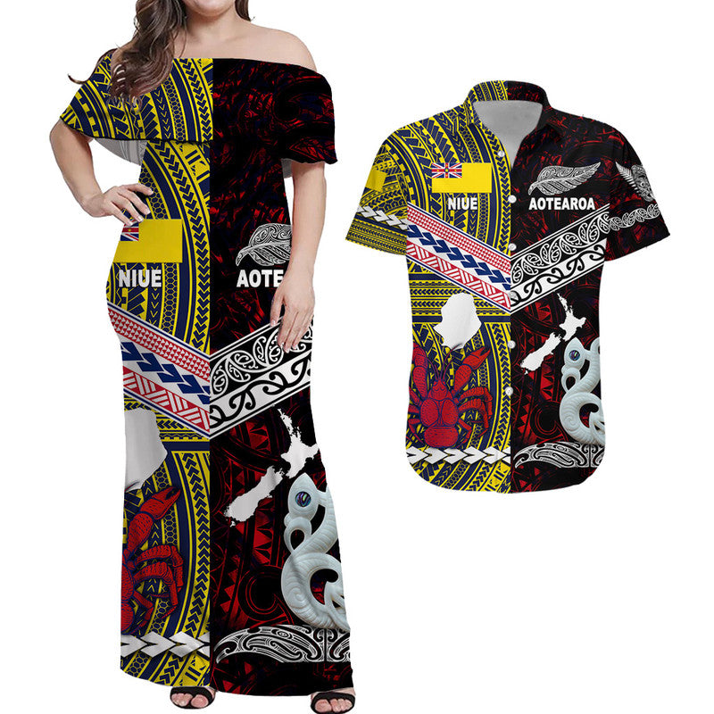 Polynesian Matching Hawaiian Shirt and Dress New Zealand Niue Together Red LT8 Red - Polynesian Pride