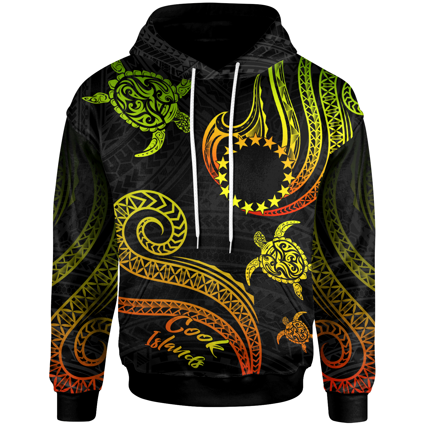 Cook Islands Hoodie Polynesian Turtle With Pattern Reggae Unisex Reggae - Polynesian Pride