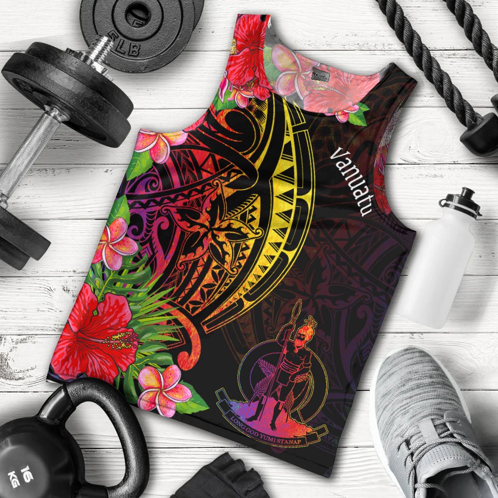 Vanuatu Men's Tank Top - Tropical Hippie Style Black - Polynesian Pride