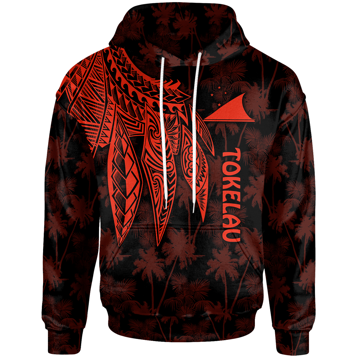 Tokelau Hoodie Polynesian Wings (Red) Unisex Red - Polynesian Pride