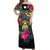 Nauru Off Shoulder Long Dress Alluring Polynesia and Tropical Flowers LT13 Women Black - Polynesian Pride