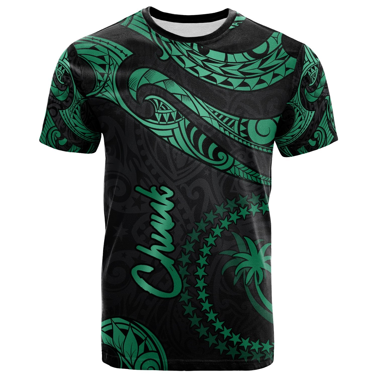 Chuuk Micronesia T Shirt Polynesian Tattoo Green Version Unisex Art - Polynesian Pride