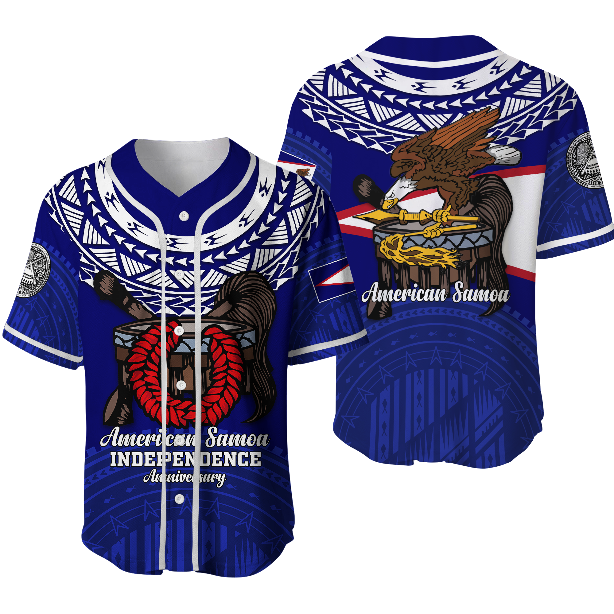 American Samoa Independence Anniversary Pride Baseball Jersey - LT12 Unisex Blue - Polynesian Pride