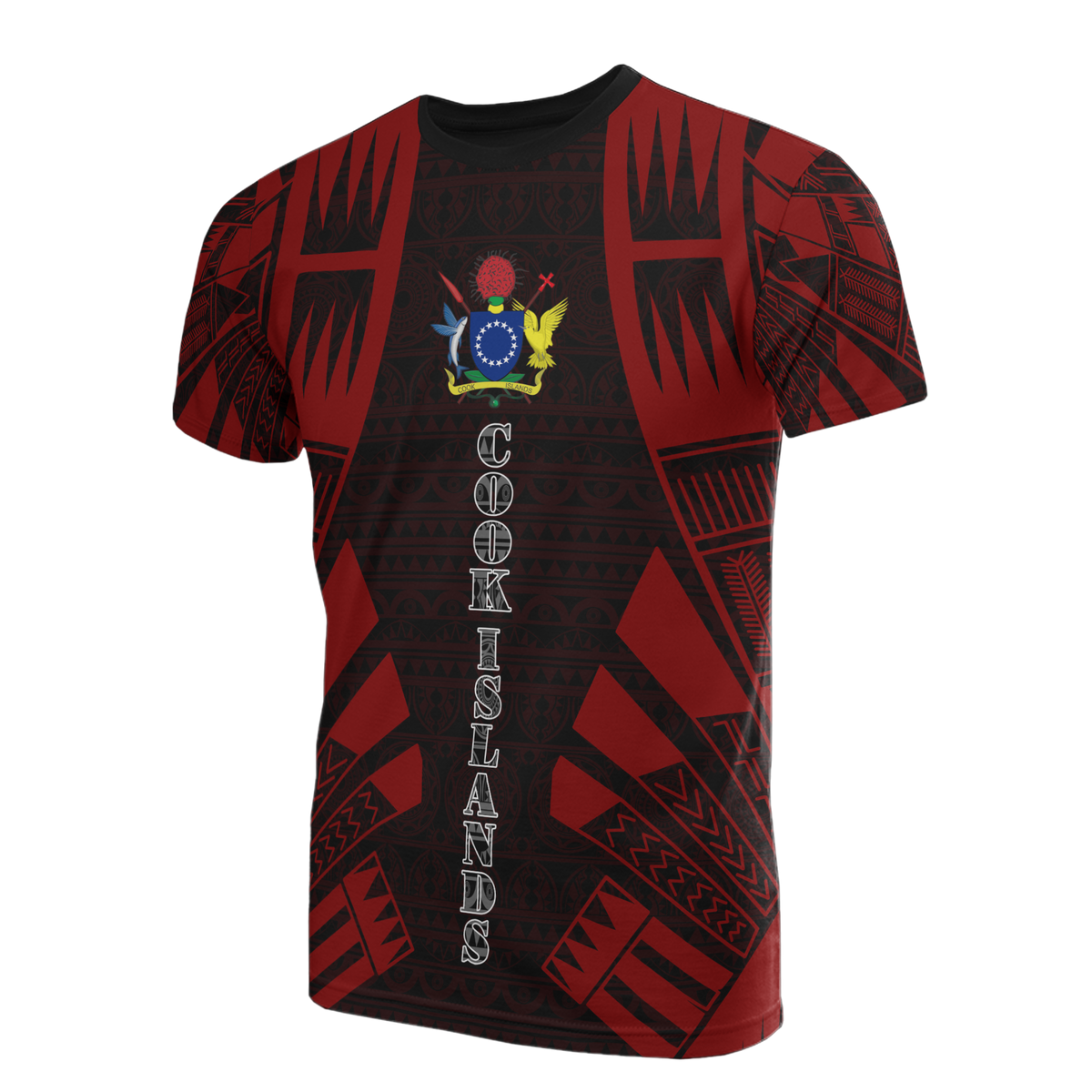 Cook Islands T Shirt Polynesian Coat of Arms Polynesian Tattoo Red Style Unisex Red - Polynesian Pride