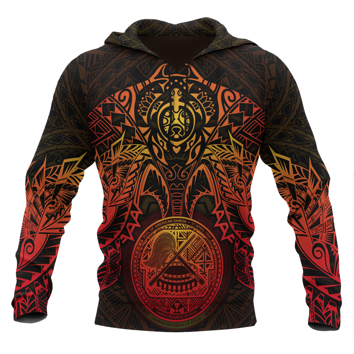 American Samoa Polynesian Hoodie Red Turtle Manta Ray Unisex RED - Polynesian Pride