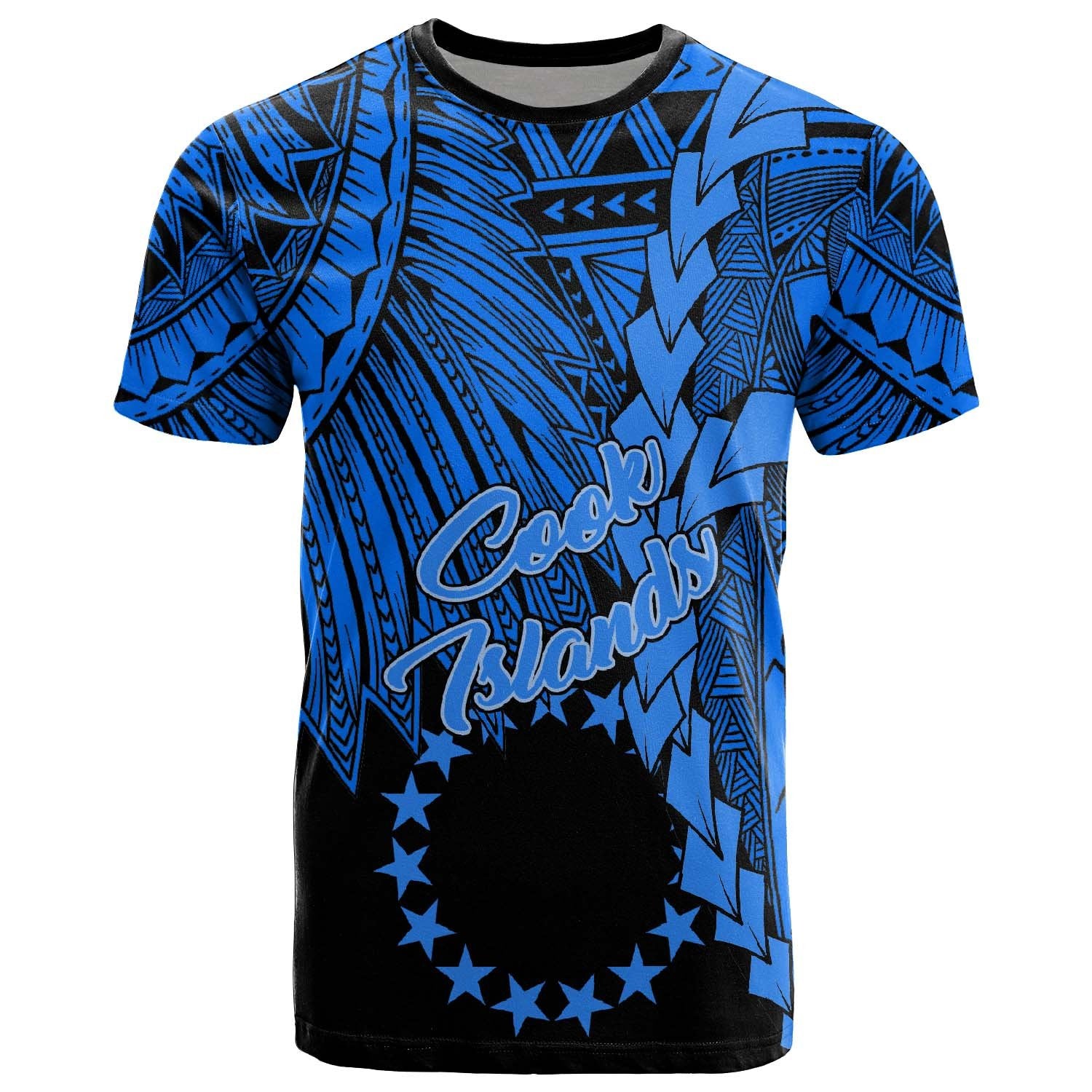 Cook Islands T Shirt Tribal Wave Tattoo Blue Unisex Blue - Polynesian Pride